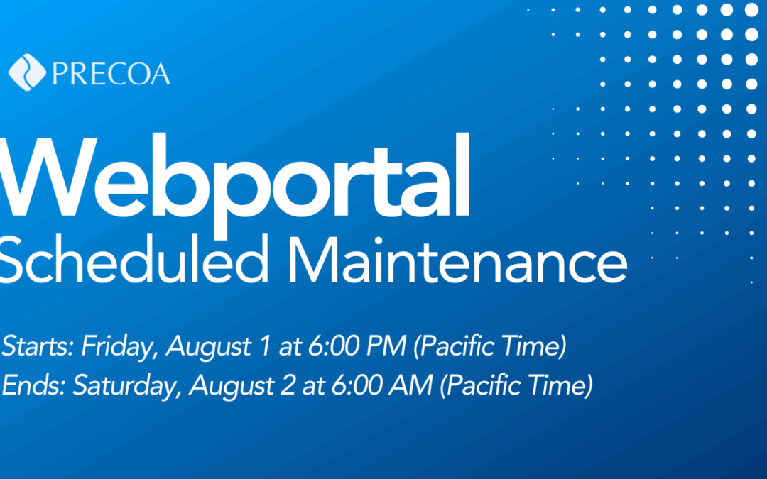 Webportal Scheduled Maintenance